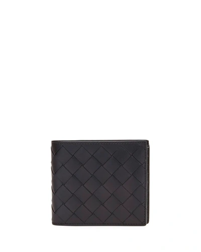 Shop Bottega Veneta Men's Intrecciato Leather Bifold Wallet In Black