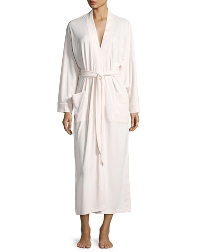 Shop P Jamas Butterknit Long Wrap Robe In Pink