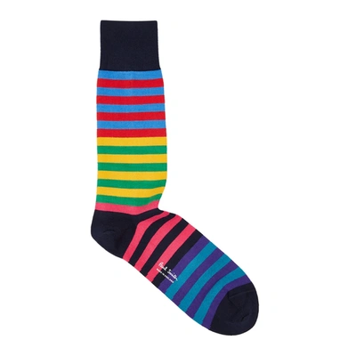 Shop Paul Smith Timmy Stripe-intarsia Stretch-cotton Socks In Multicoloured