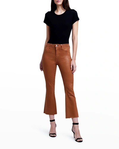 Shop L Agence Kendra High-rise Crop Flare Jeans In Java Coate