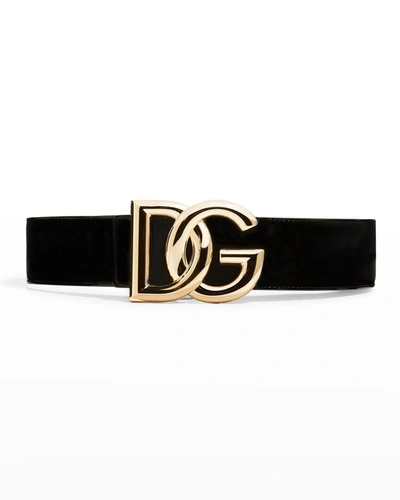 Shop Dolce & Gabbana Interlocking Dg Logo Patent Belt In 80999 Nero