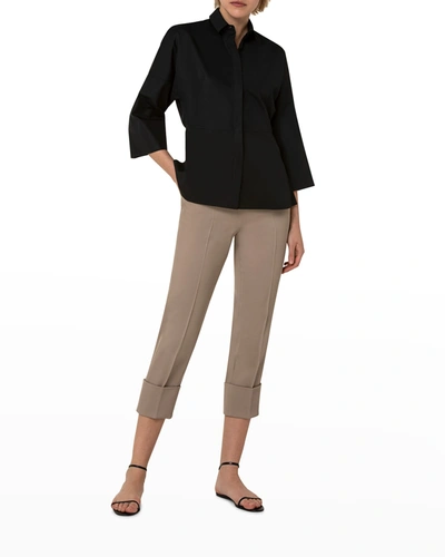 Shop Akris Punto Cotton Peplum Blouse In Black