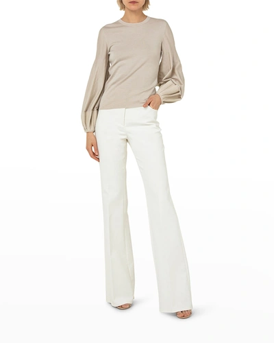 Shop Akris Slim-leg Cotton-stretch Pants In White