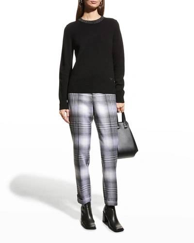 Shop Tory Burch Metallic Elbow-patch Cashmere Sweater In Black