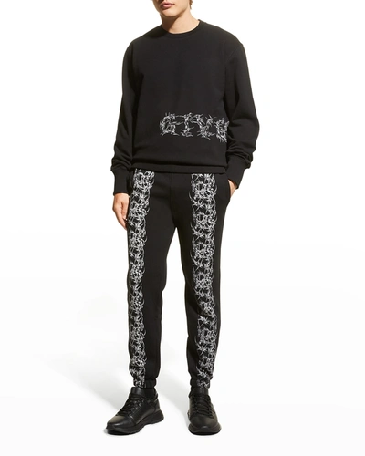 Shop Givenchy Men's Slim Fit Barbed Wire Print Sweatpants In Black