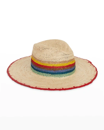 Shop Etro Woven Cutout Straw Fedora Hat In Beige