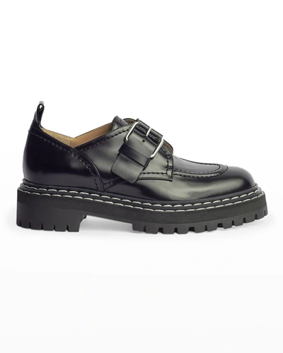 Shop Proenza Schouler Leather Buckle Oxford Loafers In Black
