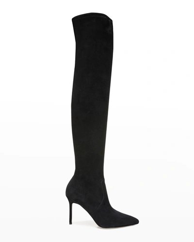 Shop Veronica Beard Lisa Suede Over-the-knee Boots In Black