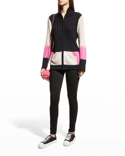 Shop Nic + Zoe Petite Fireside Zip-up Cardigan In Black Multi