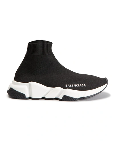 Shop Balenciaga Speed 2.0 Knit Sock Trainer Sneakers In Blk Wht Blk