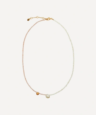 Shop By Pariah 14ct Gold Plated Vermeil Silver Half Full Lemon Quartz Beaded Necklace In Multi