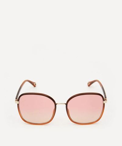 Shop Chloé Franky Square Sunglasses In Brown