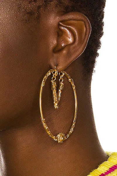 Shop Versace V Hoop Earrings In Oro