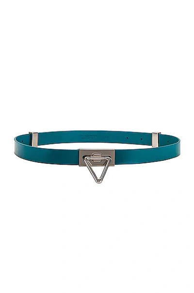 Bottega Veneta Triangle Lock Leather Belt In Blaster & Silver