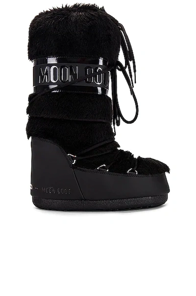 Moon Boot Icon Faux Fur And Faux Leather Snow Boots In Black