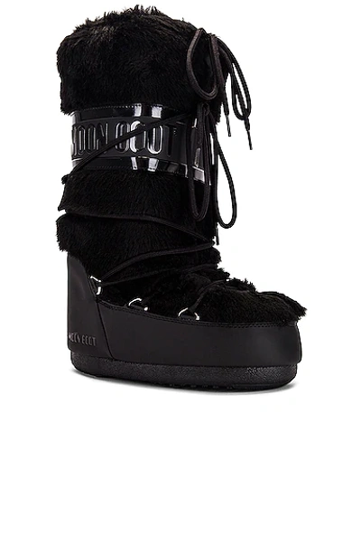 Moon Boot Icon Faux Fur And Faux Leather Snow Boots In Black