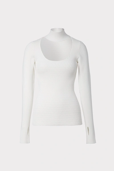 Shop Milly Ribbed Half Moon Neck Sweater In Ecru