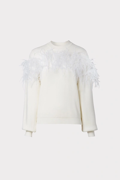 Shop Milly Feather Embellished Sweater In Ecru