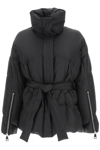 Shop Khrisjoy New Iconic Belted Down Jacket In Black