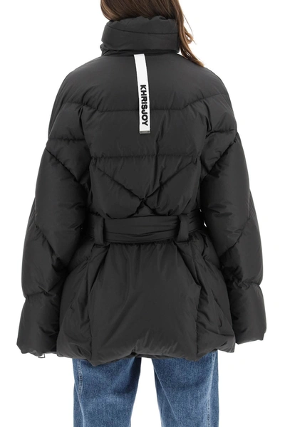 Shop Khrisjoy New Iconic Belted Down Jacket In Black