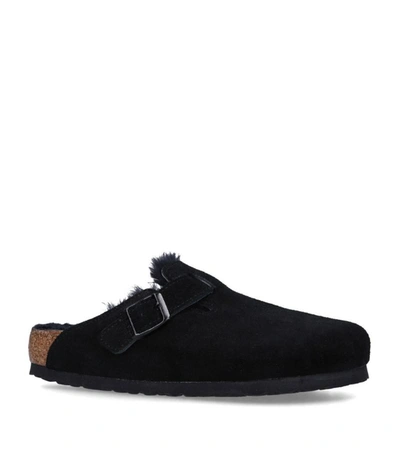 Shop Birkenstock Suede Boston Sandals In Black