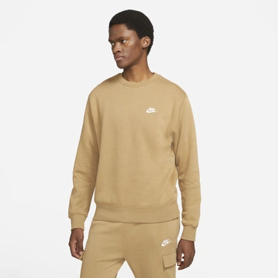 Nike Sportswear Club Fleece Crew In Dark Driftwood,white | ModeSens