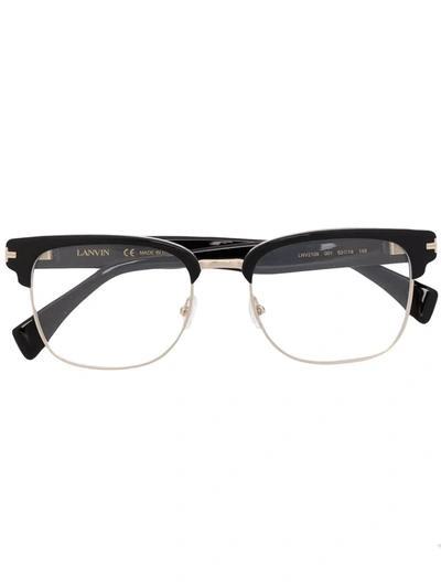 Shop Lanvin Logo-embossed Square-frame Glasses In Schwarz
