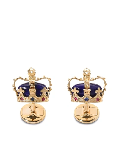 Shop Dolce & Gabbana Gemstone-embellished Crown Cufflinks In Gold