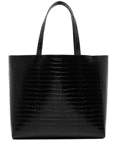 Shop Anine Bing Crocodile-effect Tote Bag In Schwarz