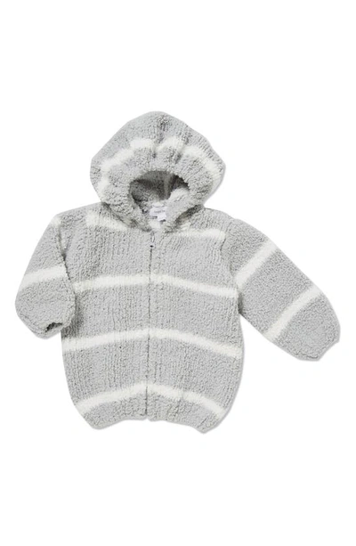 Shop Angel Dear Stripe Chenille Hooded Jacket In Grey/ Ivory