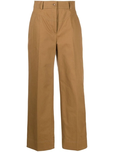 Shop Alberta Ferretti Wide-leg Tailored Trousers In Braun