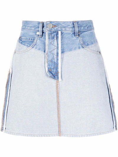 Shop Helmut Lang Inside-out Denim Skirt In Blau