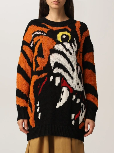 Dsquared2 Tiger Sweater In Wool And Cashmere In Black