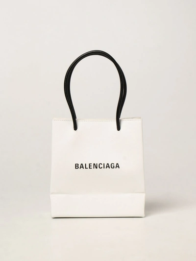 Shop Balenciaga Xxs Tote Shopping Bag In Leather In White