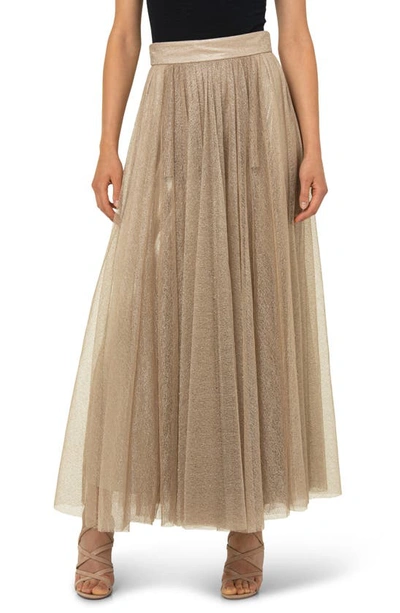 Shop Akris Pleated Tulle & Jersey A-line Skirt In Gold