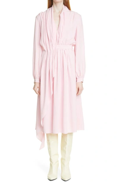 Shop Adam Lippes Asymmetric Drape Silk Charmeuse Dress In Pink
