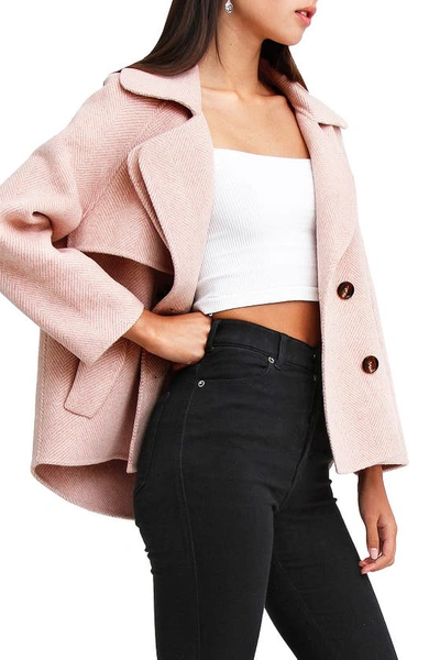 Shop Belle & Bloom I'm Yours Double Breasted Wool Blend Coat In Blush