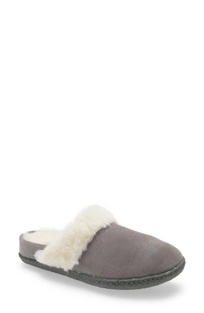 Sorel Nakiska Ii Faux Shearling Lined Slide Slipper In Quarry Grill