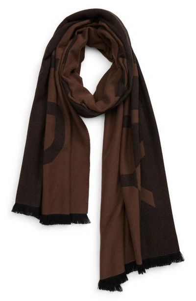 Shop Givenchy Colorblock Logo Knit Wool & Cashmere Scarf In Black/ Chocolate