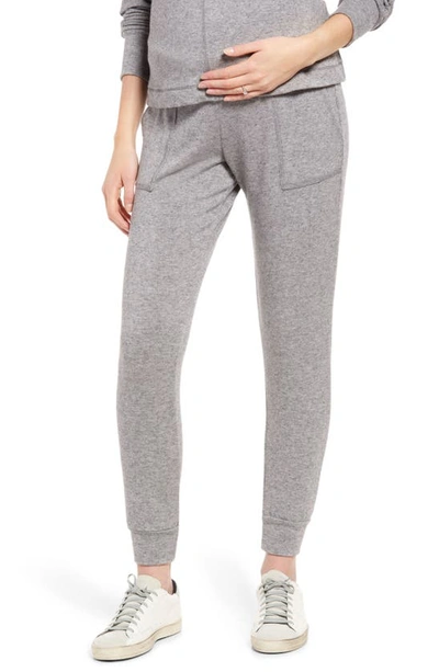 Shop Maternal America Maternity Joggers In Heather Charcoal