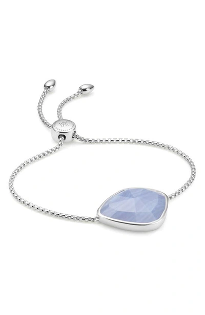 Shop Monica Vinader Siren Friendship Bracelet In Silver/ Blue Lace Agate