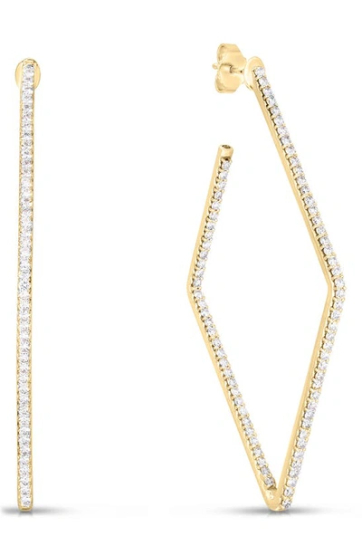 Shop Roberto Coin Diamond Square Hoop Earrings In Yellow Gold