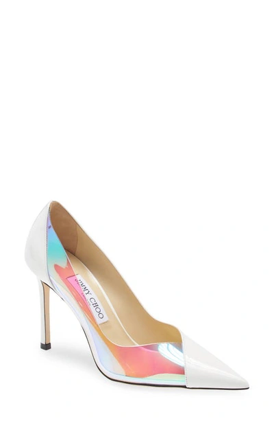 Shop Jimmy Choo Cass Pointed Toe Pump In Optical White/ Multi