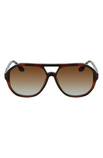 Shop Victoria Beckham Guilloch 59mm Aviator Sunglasses In Tortoise