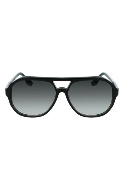 Shop Victoria Beckham Guilloch 59mm Aviator Sunglasses In Black