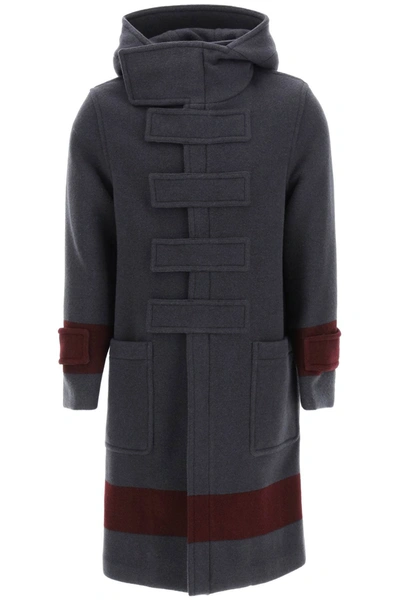 Shop Burberry Striped Wool Duffle Coat In Mixed Colours