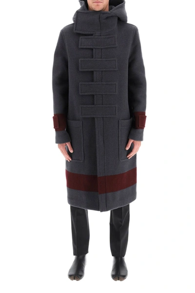 Shop Burberry Striped Wool Duffle Coat In Mixed Colours