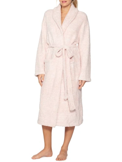 Shop Barefoot Dreams Cozychic Heathered Unisex Robe In Dusty Rose,white