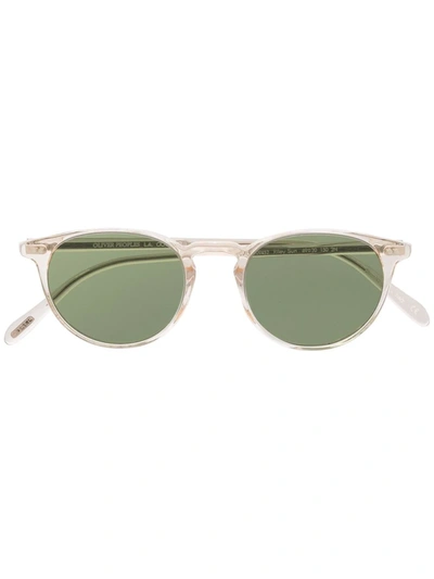 Shop Oliver Peoples Green-tinted Round-frame Sunglasses In Nude