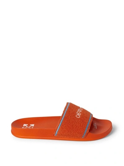 Shop Off-white Towel Slide Sandals Orange And White